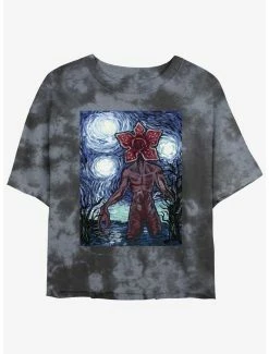 Top 10 🛒 Stranger Things Starry Demogorgon Mineral Wash Crop 👧 Girls T-Shirt 🛒