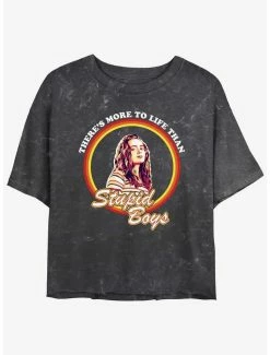 Top 10 🛒 Stranger Things Stupid Boys Mineral Wash Crop 👧 Girls T-Shirt 🔥