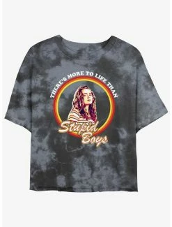 Cheapest 🥰 Stranger Things Stupid Boys Mineral Wash Crop 👧 Girls T-Shirt 😍