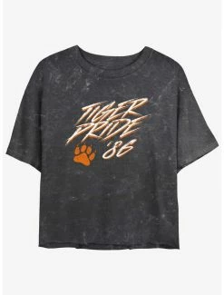 New ✔️ Stranger Things Tiger Pride Mineral Wash Crop 👧 Girls T-Shirt 🎉
