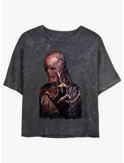 Best deal 😀 Stranger Things Vecna Portrait Mineral Wash Crop 👧 Girls T-Shirt ❤️