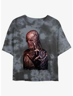 Promo 🔔 Stranger Things Vecna Portrait Mineral Wash Crop 👧 Girls T-Shirt ⭐