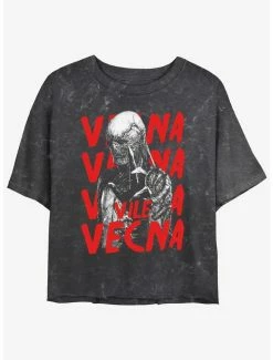 Best Sale 👏 Stranger Things Vile Vecna Mineral Wash Crop 👧 Girls T-Shirt ✨