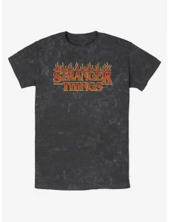 Best Sale 😉 Stranger Things Fire Logo Mineral Wash T-Shirt 🎉