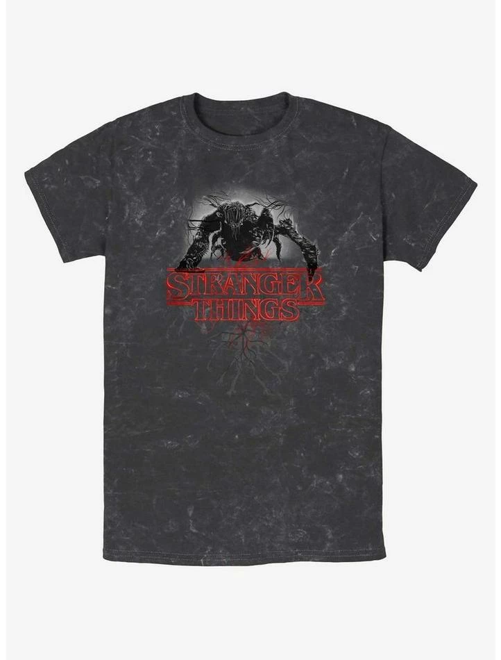 Budget 🛒 Stranger Things Mind Flayer Logo Mineral Wash T-Shirt ✨ 1 Budget 🛒 Stranger Things Mind Flayer Logo Mineral Wash T-Shirt ✨