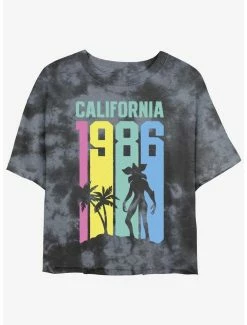 New ⌛ Stranger Things California Demogorgon Mineral Wash Crop 👧 Girls T-Shirt 💯
