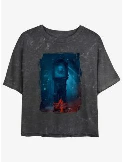 Best Sale 🛒 Stranger Things Clock Poster Mineral Wash Crop 👧 Girls T-Shirt 😍