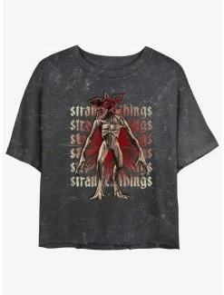 Best reviews of ⌛ Stranger Things Demogorgon Focus Mineral Wash Crop 👧 Girls T-Shirt 🔥