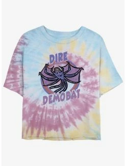 Cheapest 🌟 Stranger Things Dire Demobat Tie-Dye Crop 👧 Girls T-Shirt 🛒