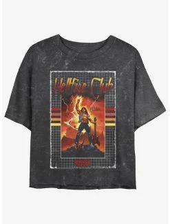 Flash Sale 🎉 Stranger Things Eddie Munson Guitar God Mineral Wash Crop 👧 Girls T-Shirt 🌟