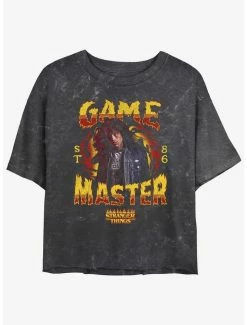 Deals ✔️ Stranger Things Game Master Eddie Munson Mineral Wash Crop 👧 Girls T-Shirt 🔔