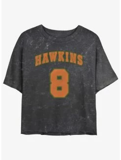 Best reviews of ✨ Stranger Things Hawkins Eight Mineral Wash Crop 👧 Girls T-Shirt 🔔