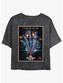 Outlet 🎉 Stranger Things x Butcher Billy The Hellfire Club Mineral Wash Crop 👧 Girls T-Shirt 🧨