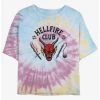 Discount 💯 Stranger Things Hellfire Club Tie-Dye Crop 👧 Girls T-Shirt ❤️