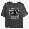 Best Sale 😉 Stranger Things Hellfire Club Scrapbook Mineral Wash Crop 👧 Girls T-Shirt ✔️