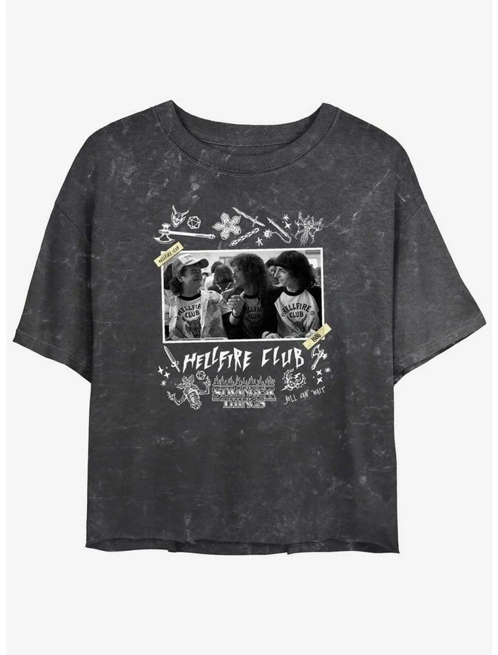 Best Sale π Stranger Things Hellfire Club Scrapbook Mineral Wash Crop π§ Girls T-Shirt βοΈ 1 Best Sale π Stranger Things Hellfire Club Scrapbook Mineral Wash Crop π§ Girls T-Shirt βοΈ