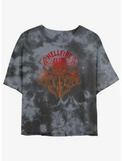 Coupon ✨ Stranger Things Hellfire Club Choose Your Weapon Mineral Wash Crop 👧 Girls T-Shirt 🌟