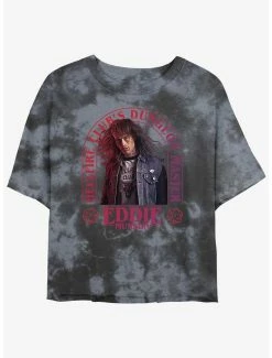 Buy 🎁 Stranger Things Dungeon Master Eddie Munson Mineral Wash Crop 👧 Girls T-Shirt 🧨