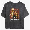 New 🎉 Stranger Things Eddie Munson Rock God Mineral Wash Crop 👧 Girls T-Shirt 😉