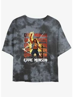 Cheapest 💯 Stranger Things Eddie Munson Rock God Mineral Wash Crop 👧 Girls T-Shirt ⭐