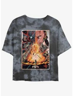 New ❤️ Stranger Things x Butcher Billy Papa Mineral Wash Crop 👧 Girls T-Shirt 🔥