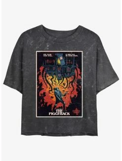 Budget 🤩 Stranger Things x Butcher Billy The Piggyback Mineral Wash Crop 👧 Girls T-Shirt 🎉