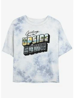 Discount ✨ Stranger Things Upside Down Postcard Mineral Wash Crop 👧 Girls T-Shirt 💯