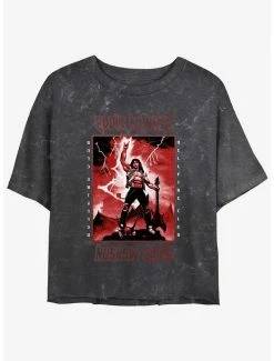 Promo 👏 Stranger Things Power of Eddie Mineral Wash Crop 👧 Girls T-Shirt 🥰