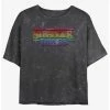 Best Pirce 💯 Stranger Things Rainbow Logo Mineral Wash Crop 👧 Girls T-Shirt 🤩