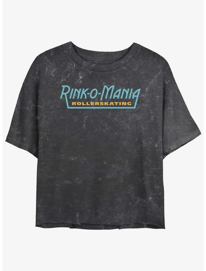 Discount 👏 Stranger Things Rink-O-Mania Logo Mineral Wash Crop 👧 Girls T-Shirt ⌛ 1 Discount 👏 Stranger Things Rink-O-Mania Logo Mineral Wash Crop 👧 Girls T-Shirt ⌛