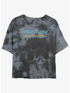 Buy 🔔 Stranger Things Rink-O-Mania Logo Mineral Wash Crop 👧 Girls T-Shirt 🤩