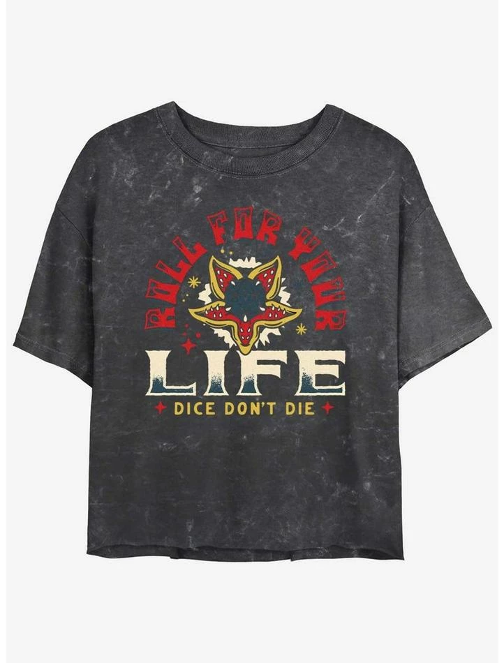 Best deal π Stranger Things Roll For Your Life Mineral Wash Crop π§ Girls T-Shirt π 1 Best deal π Stranger Things Roll For Your Life Mineral Wash Crop π§ Girls T-Shirt π