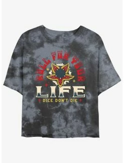 Outlet ⭐ Stranger Things Roll For Your Life Mineral Wash Crop 👧 Girls T-Shirt 😀