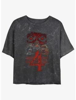 Deals 🔔 Stranger Things Vecna House Mineral Wash Crop 👧 Girls T-Shirt 🛒