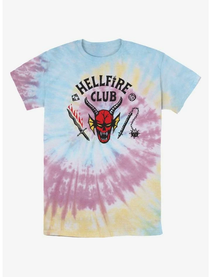 Best Pirce ⌛ Stranger Things Hellfire Club Tie-Dye T-Shirt 🌟 1 Best Pirce ⌛ Stranger Things Hellfire Club Tie-Dye T-Shirt 🌟