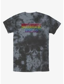 Discount 💯 Stranger Things Rainbow Logo Mineral Wash T-Shirt 🎉