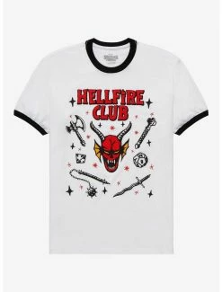 Outlet 🤩 Stranger Things Hellfire Club Ringer T-Shirt ✔️