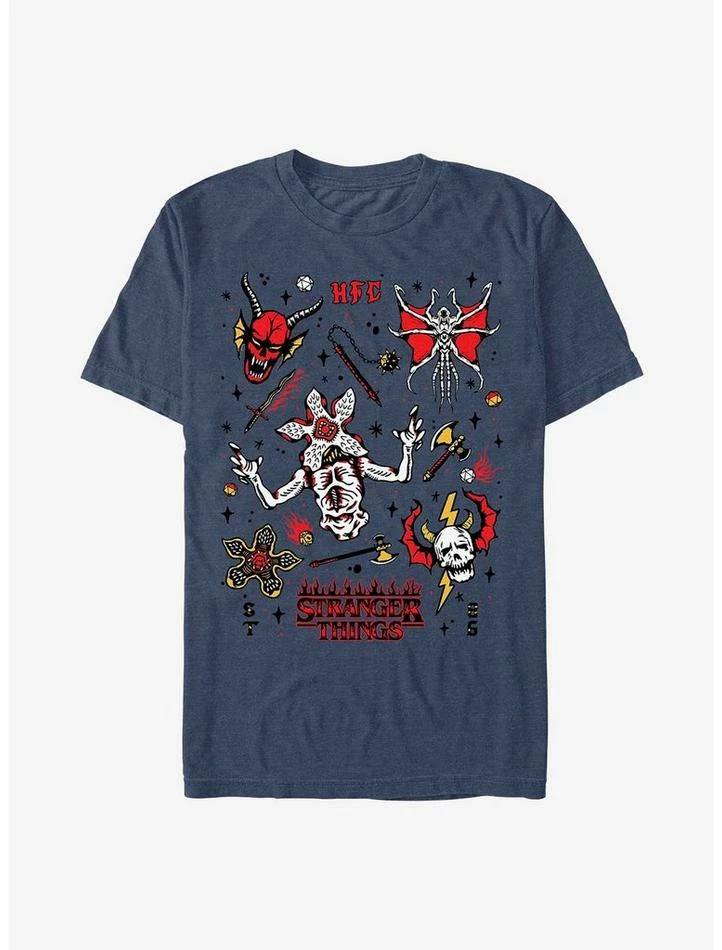 New 💯 Stranger Things Hellfire Club Doodles T-Shirt ❤️ 1 New 💯 Stranger Things Hellfire Club Doodles T-Shirt ❤️