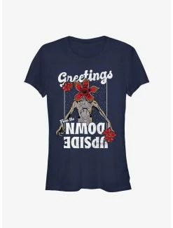 Hot Sale 🔔 Stranger Things Demogorgon Season's Greetings 👧 Girls T-Shirt 🔔