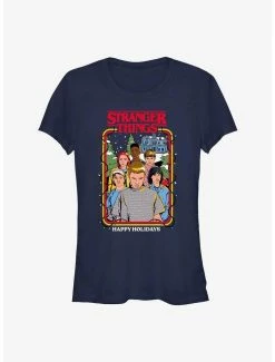 Buy ✨ Stranger Things Happy Holidays Stranger Squad 👧 Girls T-Shirt 👏