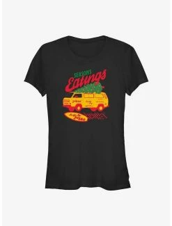 Outlet ✨ Stranger Things Season's Eatings Surfer Boy Pizza 👧 Girls T-Shirt 💯