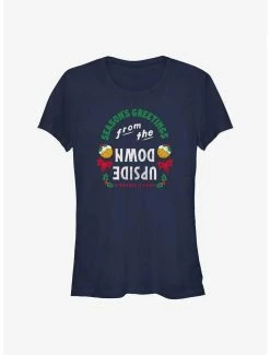 Budget ⌛ Stranger Things Season's Greetings From The Upside Down 👧 Girls T-Shirt ⌛