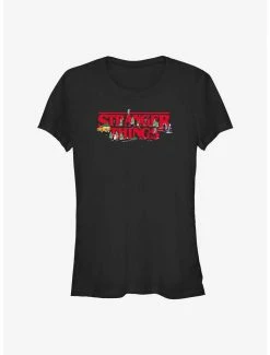 Best Sale ⌛ Stranger Things 🎅 Christmas Scene Logo 👧 Girls T-Shirt 😍