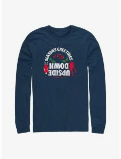 Hot Sale ⌛ Stranger Things Eleven Season's Greetings Long-Sleeve T-Shirt ✔️