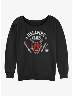 Discount ✔️ Stranger Things Hellfire Club 👧 Girls Slouchy Sweatshirt 🛒