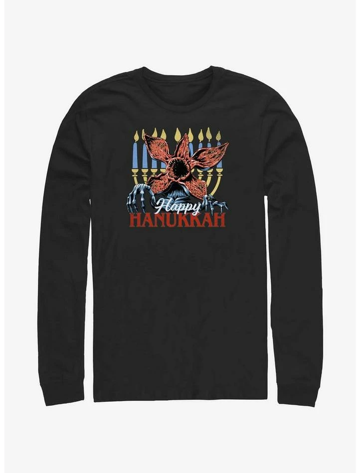 Discount ๐ Stranger Things Demogorgon Happy Hanukkah Long-Sleeve T-Shirt ๐ 1 Discount ๐ Stranger Things Demogorgon Happy Hanukkah Long-Sleeve T-Shirt ๐