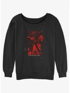 Best Pirce 👍 Stranger Things Distort Demobat Poster 👧 Girls Slouchy Sweatshirt 😉