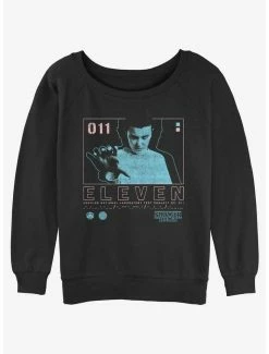 Best Pirce 🧨 Stranger Things Eleven Infographic 👧 Girls Slouchy Sweatshirt ⭐