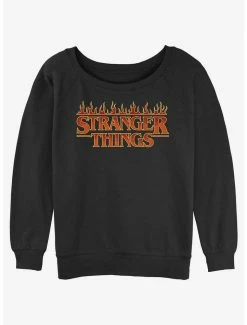 Flash Sale ❤️ Stranger Things Fire Logo 👧 Girls Slouchy Sweatshirt 🔥