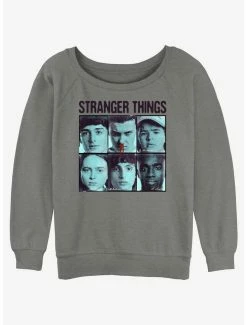 Hot Sale 👏 Stranger Things Halftone Gang 👧 Girls Slouchy Sweatshirt 🔥
